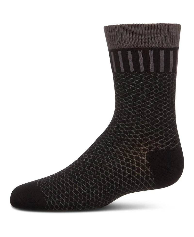 Memoi Boys Geometric-Pattern Cotton-Rich Crew Sock