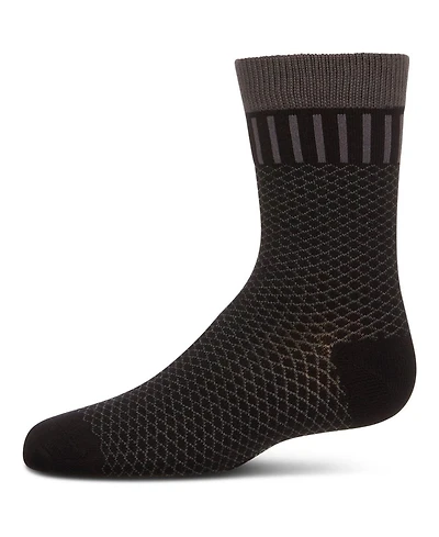 Memoi Boys Geometric-Pattern Cotton-Rich Crew Sock