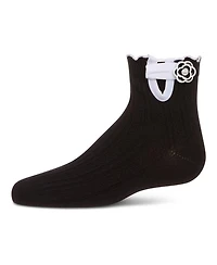Memoi Girls' Floral Button Anklet Socks