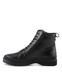 Spring Step Hoylein Leather Combat-Style Boot with Double Zippers and Removable Insole