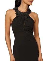 Adrianna Papell Petite Embellished Rosette Halter Gown