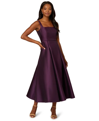 Adrianna Papell Petite Square-Neck Sleeveless Midi Dress
