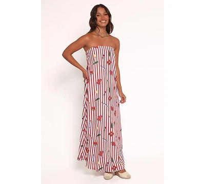 Petal and Pup Women's Soph Strapless Maxi Dress - Red Picnic Stripe