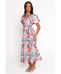 Petal and Pup Women's Clo Puff Sleeve Midi Dress - Pink Blue