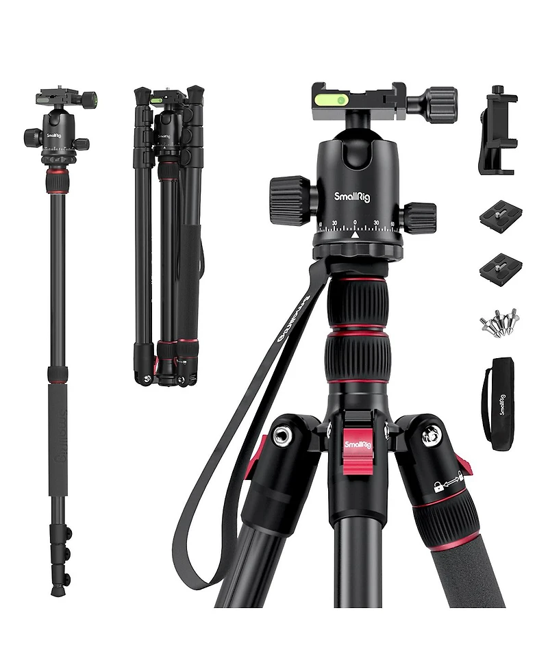 SmallRig Ct-20 4-Section Aluminum Tripod/Monopod with Ball Head, Black