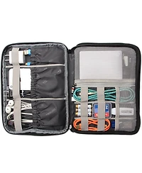 Bubm Black Medium Electronics Organizer Bag - Double Layer Travel Case for iPad Mini, Cables, Power Banks, Earphones & Usb Drives
