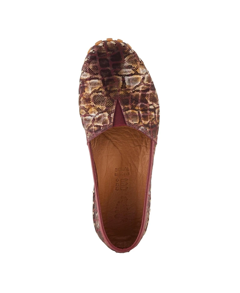 Spring Step Kathaleta-Spice Metallic Croco Slip-On Leather Flats with Removable Insole & Arch Support