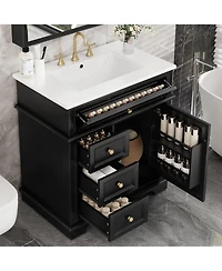 Slickblue Bathroom Vanity with Sink Soft Closing Door Tip-Out Drawer and Three Drawers