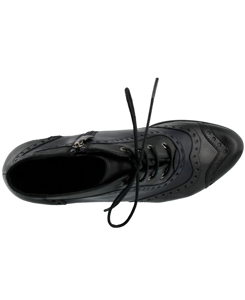 Azura Spring Step Heroic Colorblock Leather Bootie with Brogue Detailing and Inside Zipper