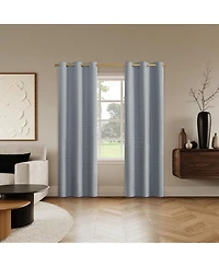 Sun Zero Drayton Slub Detail Magnetic Closure 100% Blackout Grommet Curtain Panel Pair