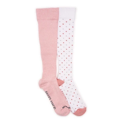 Muk Luks Women's 2 Pair Pack Cotton Compression Knee High Socks