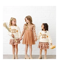 Sweet Wink Little and Big Girls Ditsy Fall Floral Long Sleeve Tutu Dress