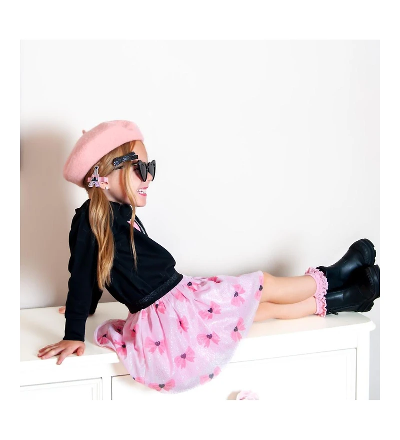 Sweet Wink Girls Black Glitter Bow Clip Set