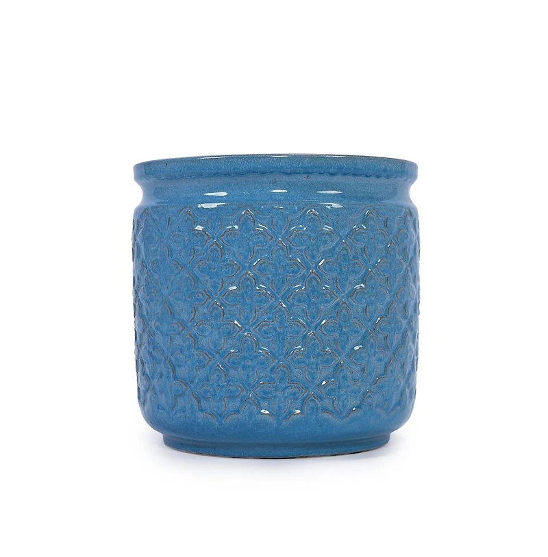 Chic Crate Modern Ceramic Planter Pots Set of 3 Versatile Indoor/Outdoor Flowerpots with Drainage Holes