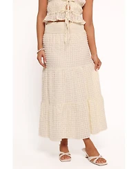 Petal and Pup Women's Farica Gingham Midi Skirt - Cream