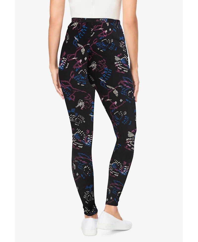 Woman Within Plus Tall Stretch Cotton Printed Pocket Legging