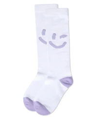 Memoi Big Girls' Air Brush Winking Smiley Cotton Blend Knee High Sock