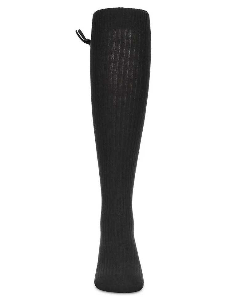 Memoi Big Girls Ribbed Bow Knee-High Socks