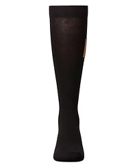 Memoi Little Girls Cork Heart Patch Tab Knee High Socks