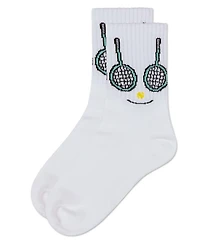 Memoi Girls' Tennis Smiley Face Crew Socks