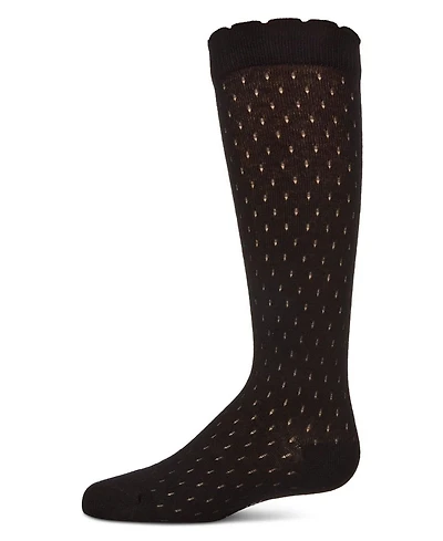 Memoi Little Girls Pointelle Soft Stretch Cotton Knee Socks