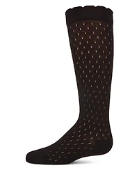 Memoi Little Girls Pointelle Soft Stretch Cotton Knee Socks