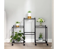 Flower Stand Black Iron Medium Rollable Flower Stand
