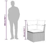 vidaXL Patio Sofa Corner with Cushions Black Poly Rattan