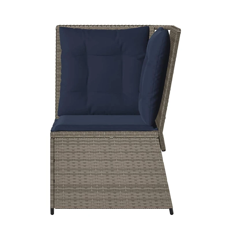 Patio Sofa Gray, Navy Blue Pe Rattan, Powder-Coated Steel Medium