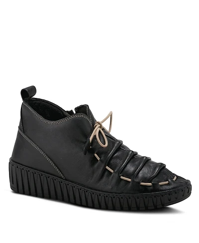 Azura Spring Step Nespea Premium Leather Slip-On Wedge with Elastic Vamp Tie and Removable Insole