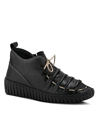 Azura Spring Step Nespea Premium Leather Slip-On Wedge with Elastic Vamp Tie and Removable Insole