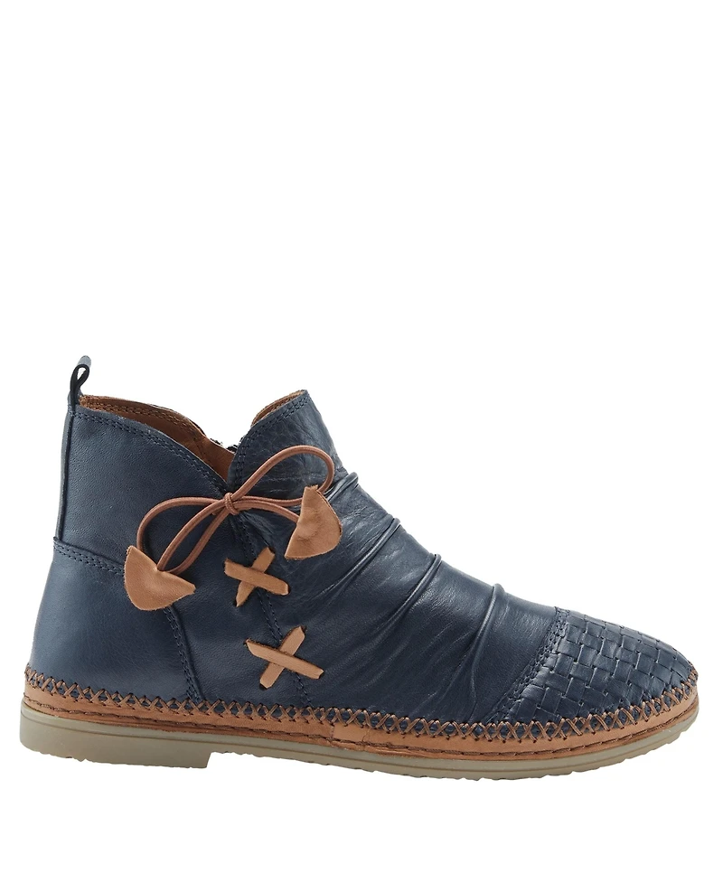 Spring Step Pomeroy Leather Booties with Basketweave Toe and Lightweight Flexible Sole