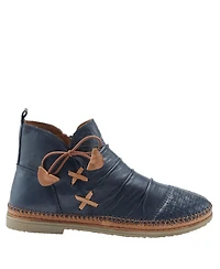 Spring Step Pomeroy Leather Booties with Basketweave Toe and Lightweight Flexible Sole