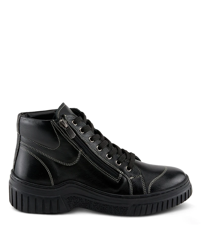 Spring Step Loeva Leather High-Top Sneaker Boot with Removable Insole and Zipper Access
