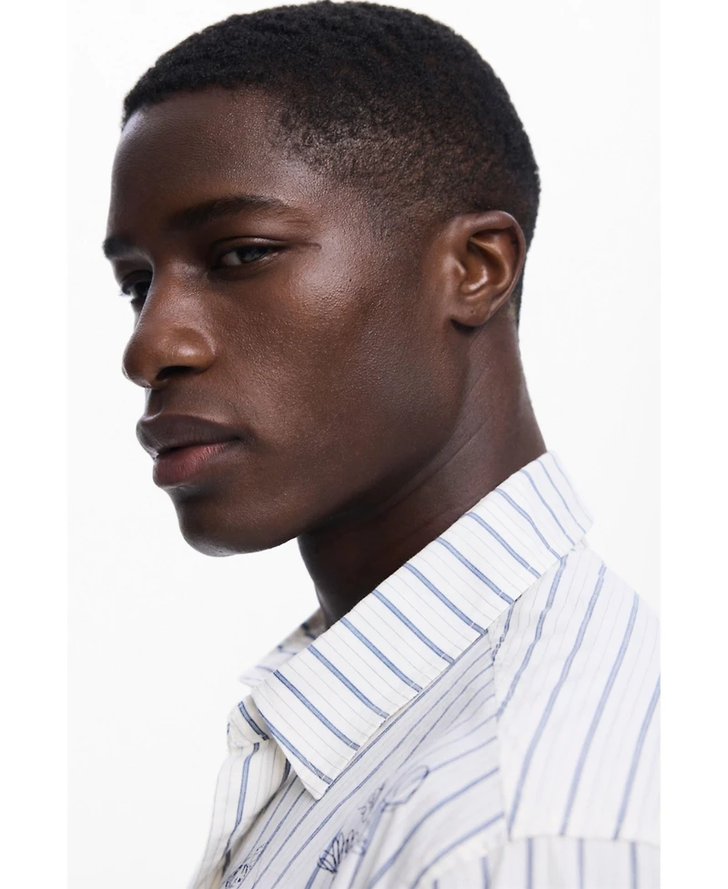 Desigual Men's Striped shirt with illustrations