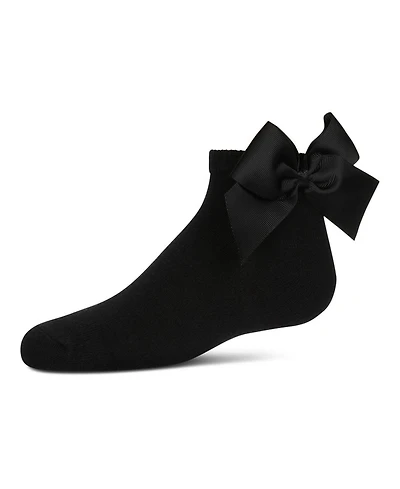 Memoi Little Girls Bow-on-Back Cotton-Rich Anklet Sock