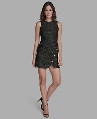 Bcbg Women's Textured Tweed Asymmetrical Sheath Dress