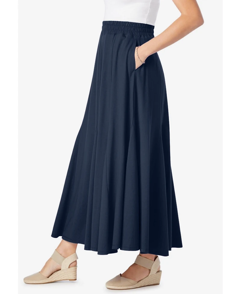 Woman Within Women's Wide Elastic Waist Skirt