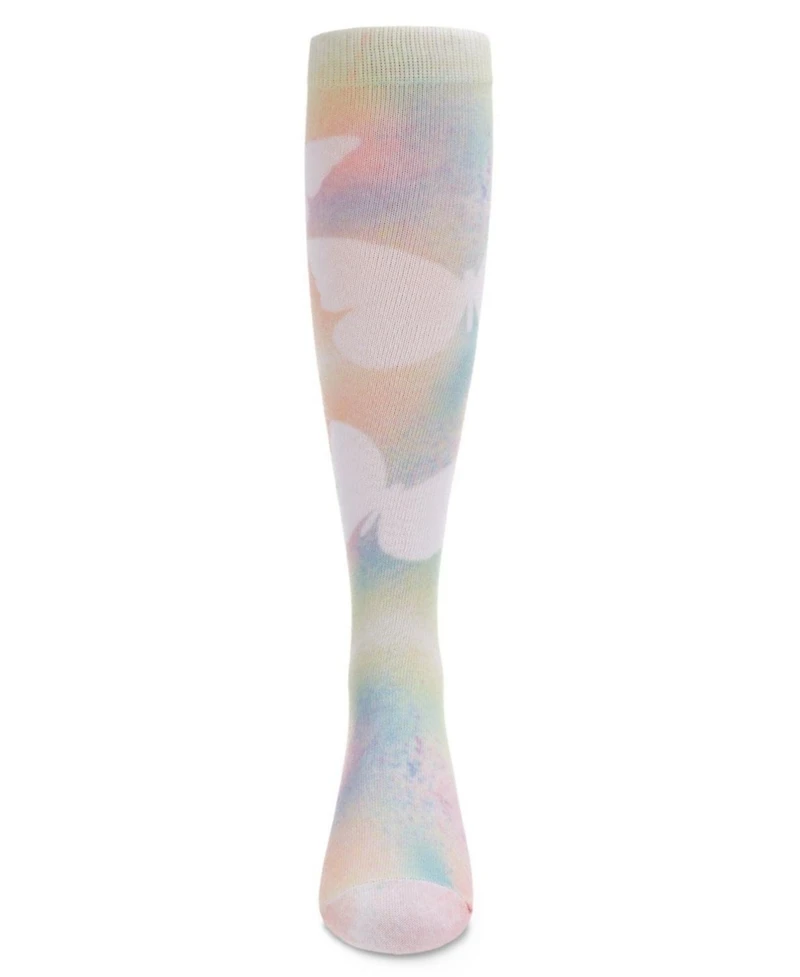 Memoi Pastel Butterfly Girls Knee High Sock