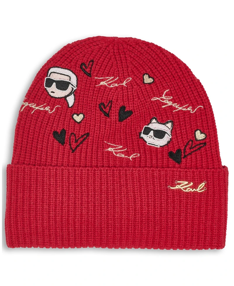Karl Lagerfeld Paris Women's Embroidered Beanie