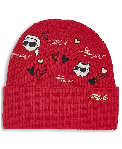 Karl Lagerfeld Paris Women's Embroidered Beanie