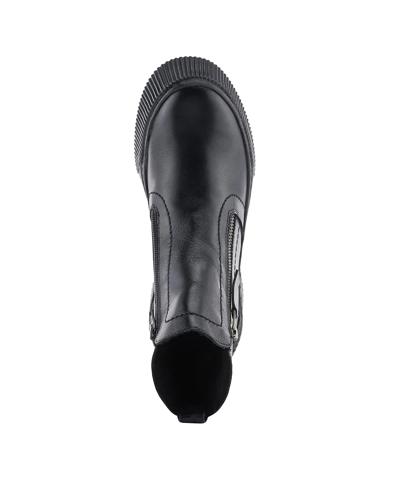 Spring Step Kelko Leather Bootie with Decorative Zipper, Removable Insole, and Sporty Sole