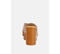 Finley Raffia High Block Heel Mules Women