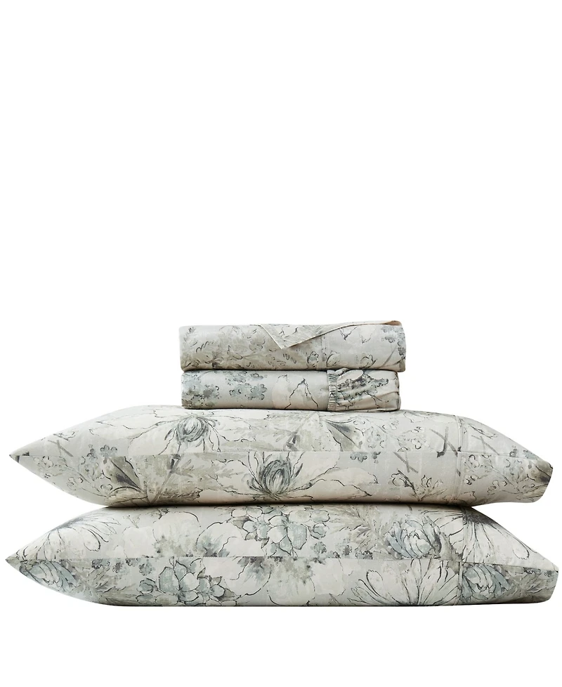 Southshore Fine Linens Skye Floral Extra Deep Pocket 300- Thread Count 4-Pc. Sheet Set, Full