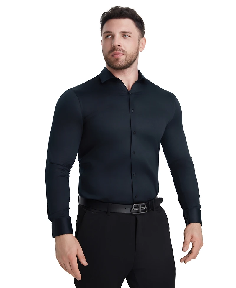 Perry Ellis Solid Sateen Slim Fit Dress Shirt