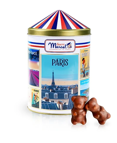 Sacre Marcel Colonne Morris Tin with Milk Chocolate Marshmallow Bears, 5.3oz