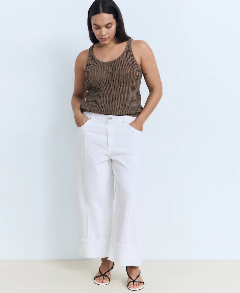 Mango Women's Straps Crochet Top