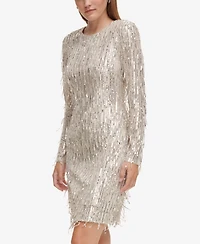 Eliza J Petite Jewel Neck Sequin Cocktail Dress