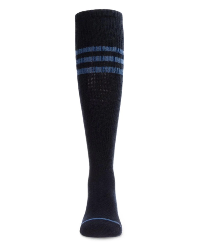 Memoi Big Girls Thin Ribbed Sport Stripe Cotton Blend Knee High Socks