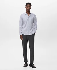 Mango Men's Regular-Fit Striped Cotton Shirt